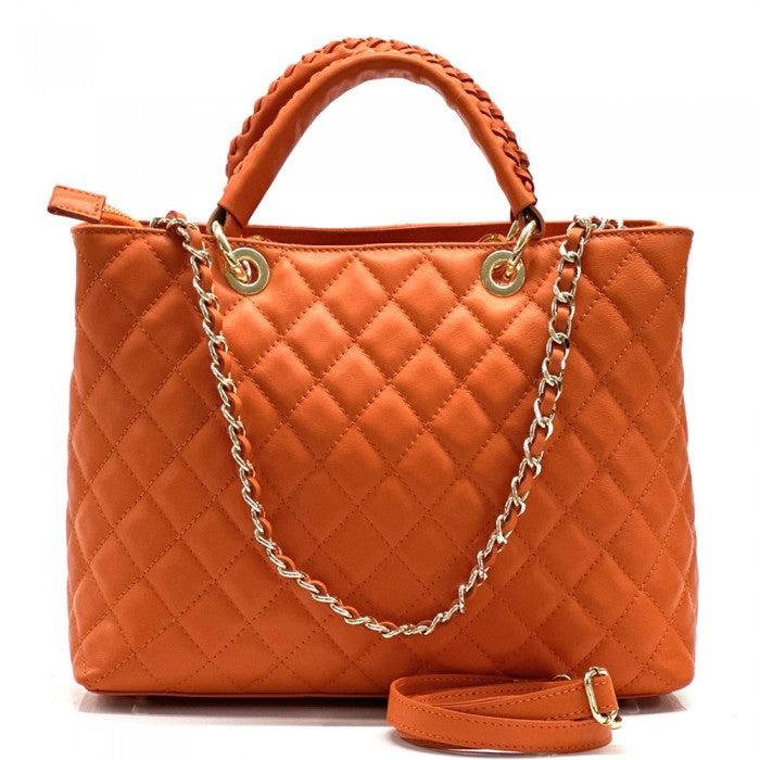 Severa Italian Genuine Leather Quilted Handbag
