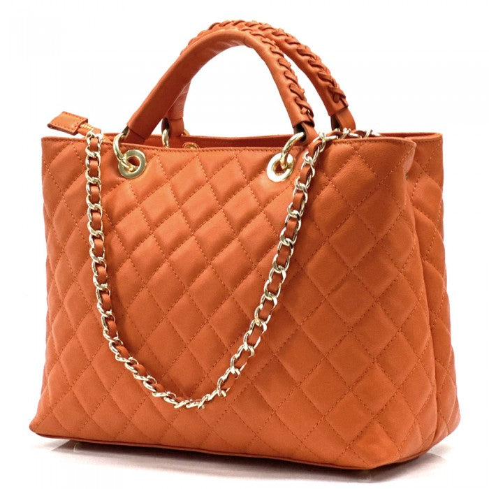 Severa Italian Genuine Leather Quilted Handbag