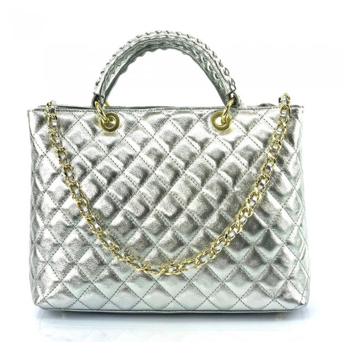 Severa Italian Genuine Leather Quilted Handbag