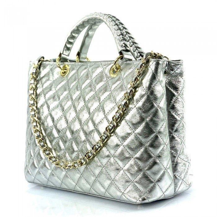 Sac à main matelassé en cuir véritable italien Letizia