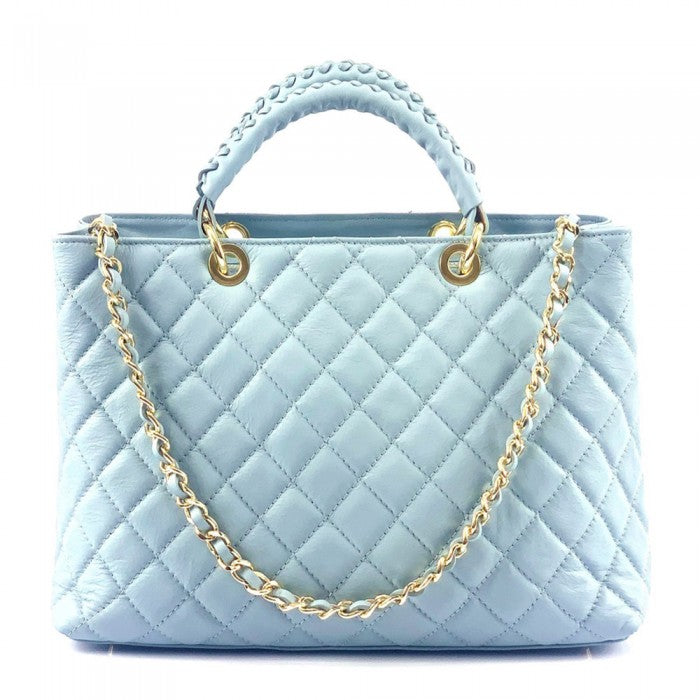 Severa Italian Genuine Leather Quilted Handbag