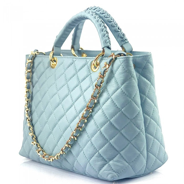 Severa Italian Genuine Leather Quilted Handbag