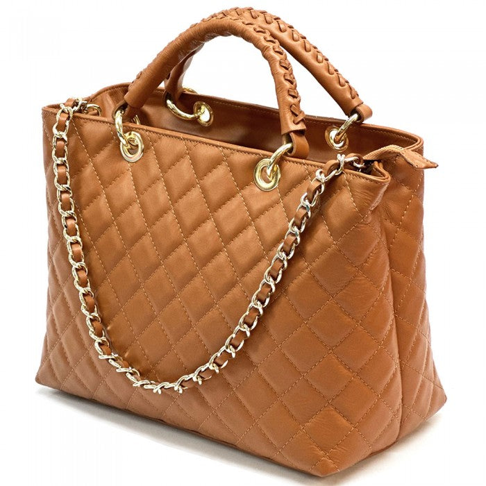 Severa Italian Genuine Leather Quilted Handbag