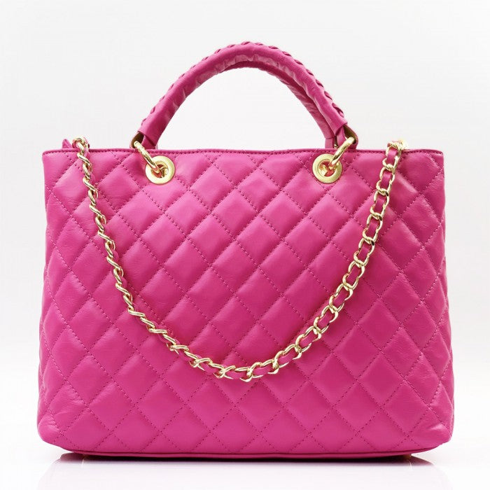 Severa Italian Genuine Leather Quilted Handbag