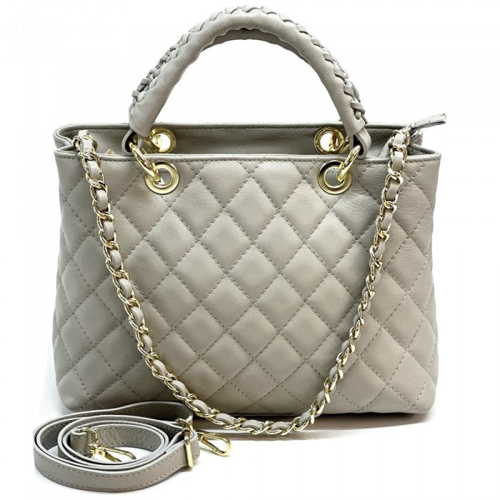 Severa Italian Genuine Leather Quilted Handbag