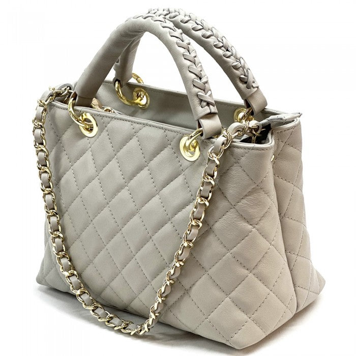 Severa Italian Genuine Leather Quilted Handbag