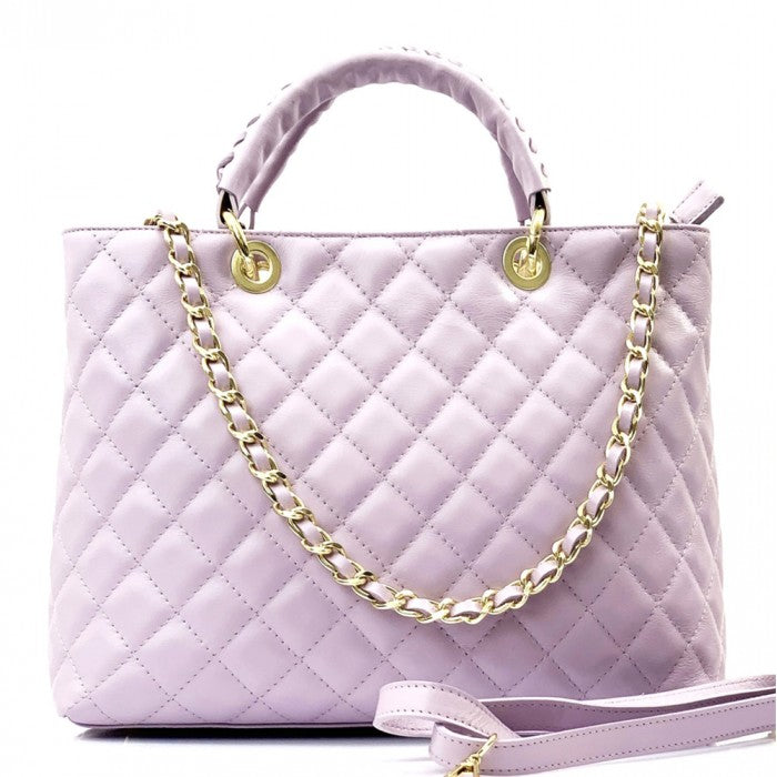 Severa Italian Genuine Leather Quilted Handbag