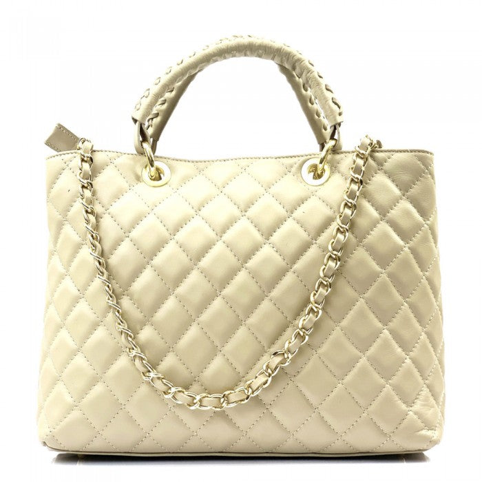Severa Italian Genuine Leather Quilted Handbag