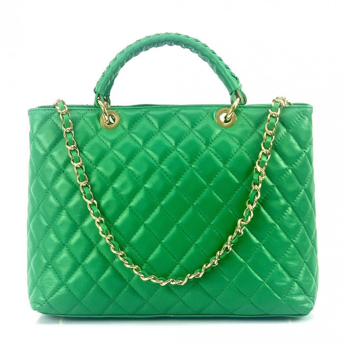 Severa Italian Genuine Leather Quilted Handbag