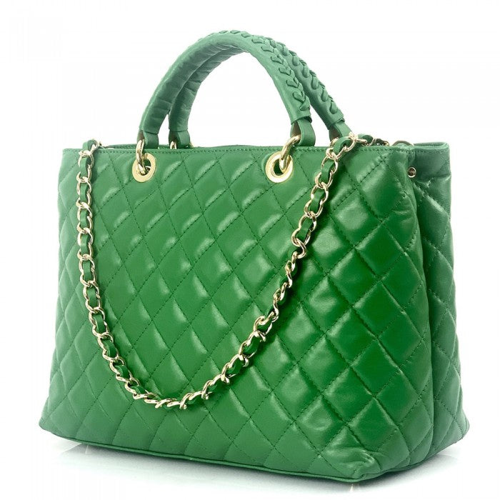 Severa Italian Genuine Leather Quilted Handbag
