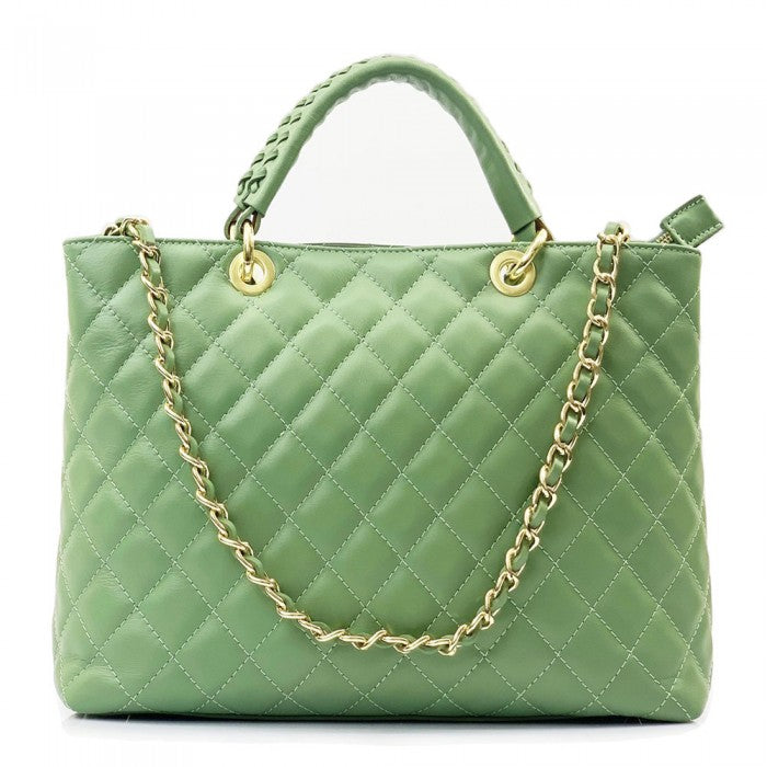 Severa Italian Genuine Leather Quilted Handbag