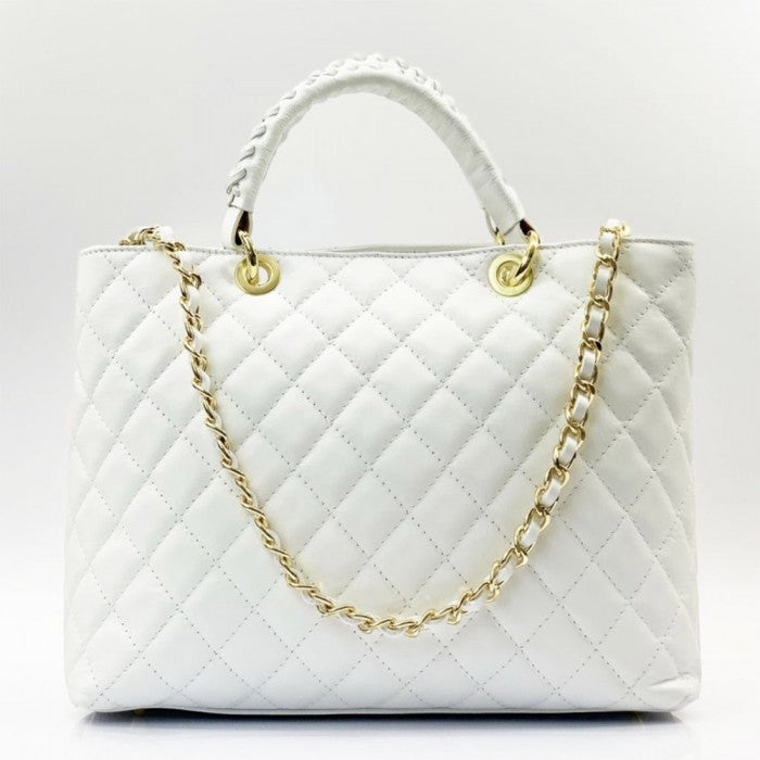 Severa Italian Genuine Leather Quilted Handbag