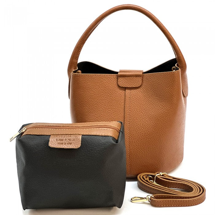 Agostina Leather Bucket Bag