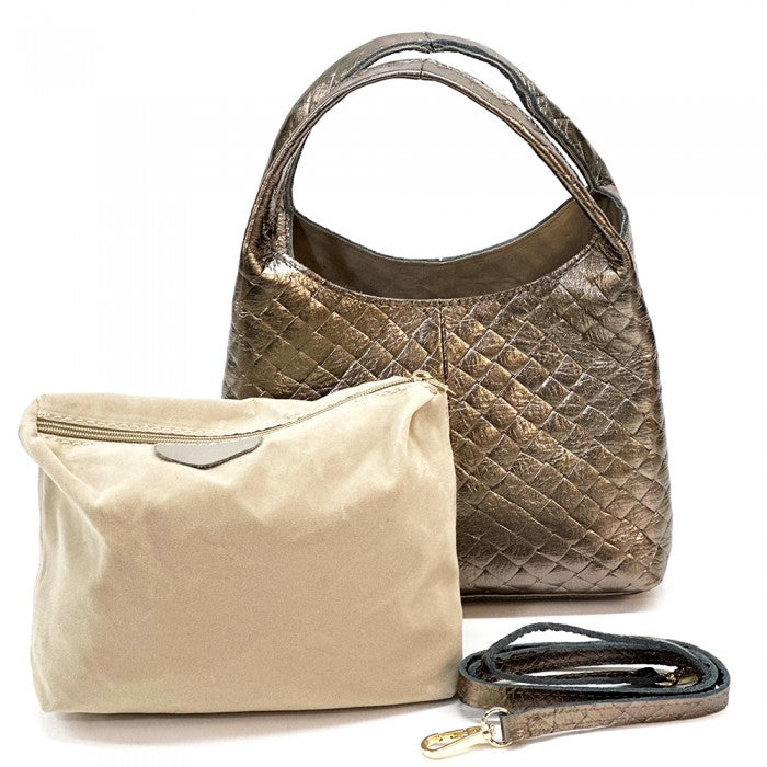 Regina Italian Handmade Quilted Leather Hobo Bag