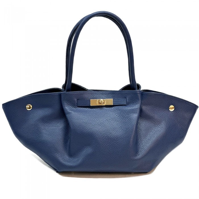 A Vivara Italian leather tote bag with dual handles and a gold-tone twist-lock closure.