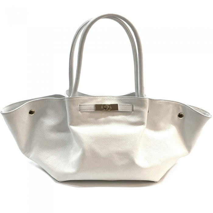 A Vivara Italian leather tote bag with dual handles and a gold-tone twist-lock closure.