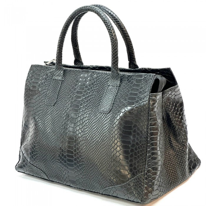 Angela Genuine Leather Bag with Python Print