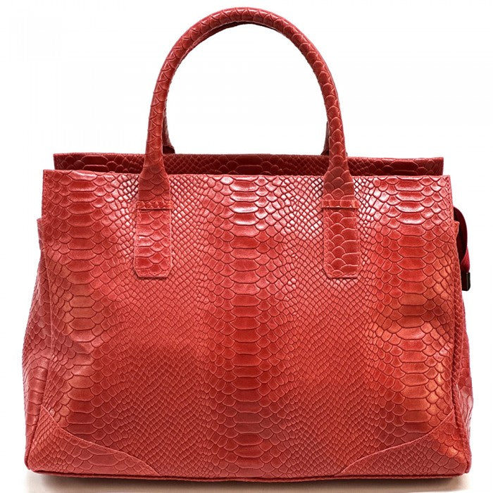 Angela Genuine Leather Bag with Python Print