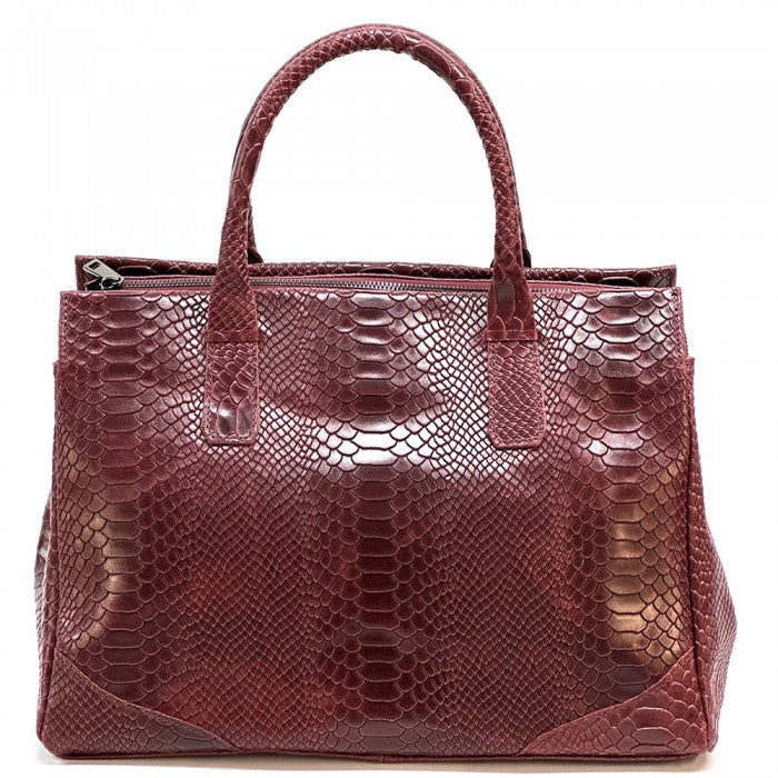 Angela Genuine Leather Bag with Python Print