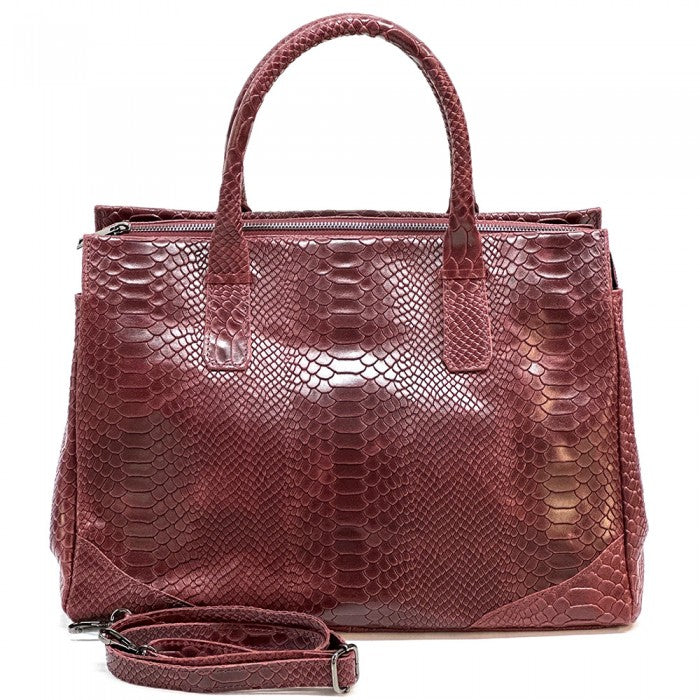 Angela Genuine Leather Bag with Python Print