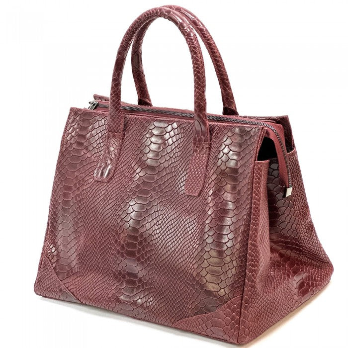 Angela Genuine Leather Bag with Python Print