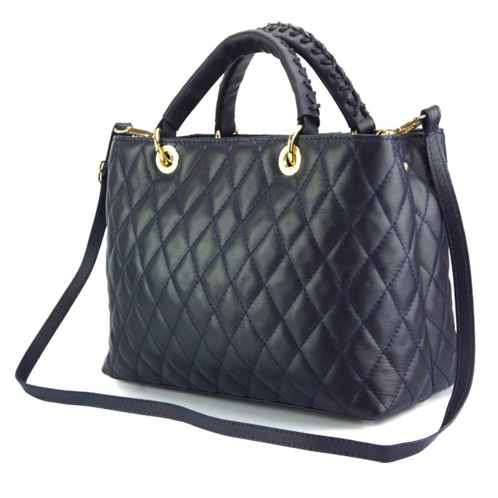 Severa Italian Genuine Leather Quilted Handbag
