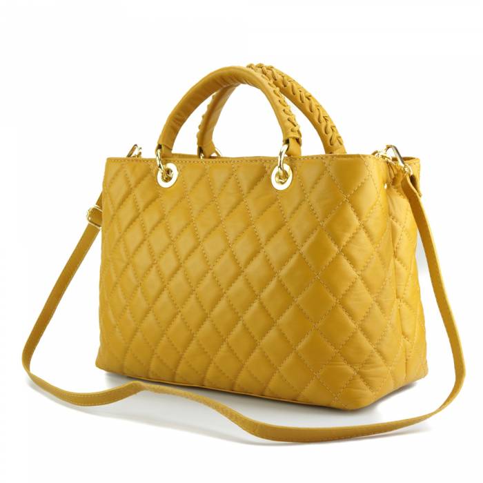 Severa Italian Genuine Leather Quilted Handbag