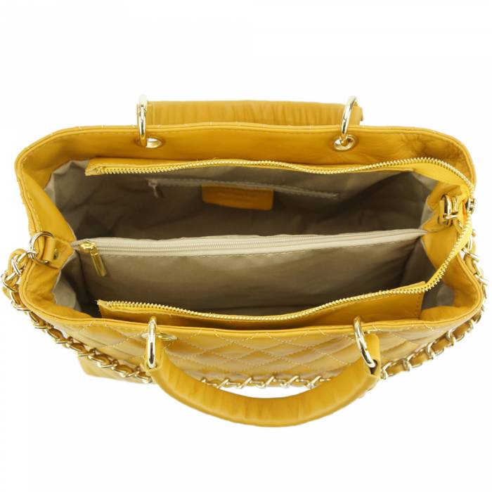 Severa Italian Genuine Leather Quilted Handbag