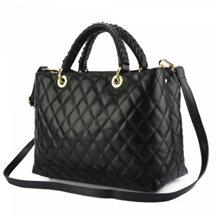 Severa Italian Genuine Leather Quilted Handbag