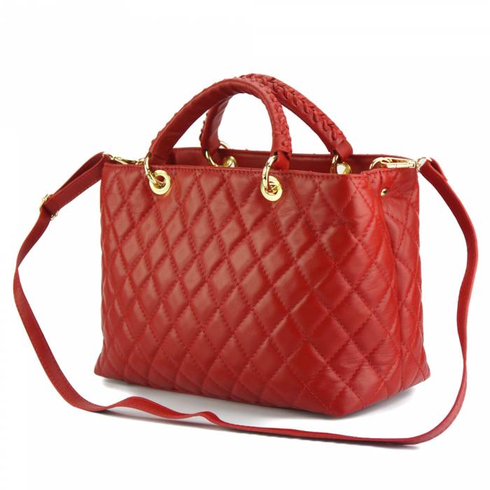 Severa Italian Genuine Leather Quilted Handbag
