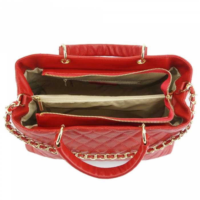 Severa Italian Genuine Leather Quilted Handbag