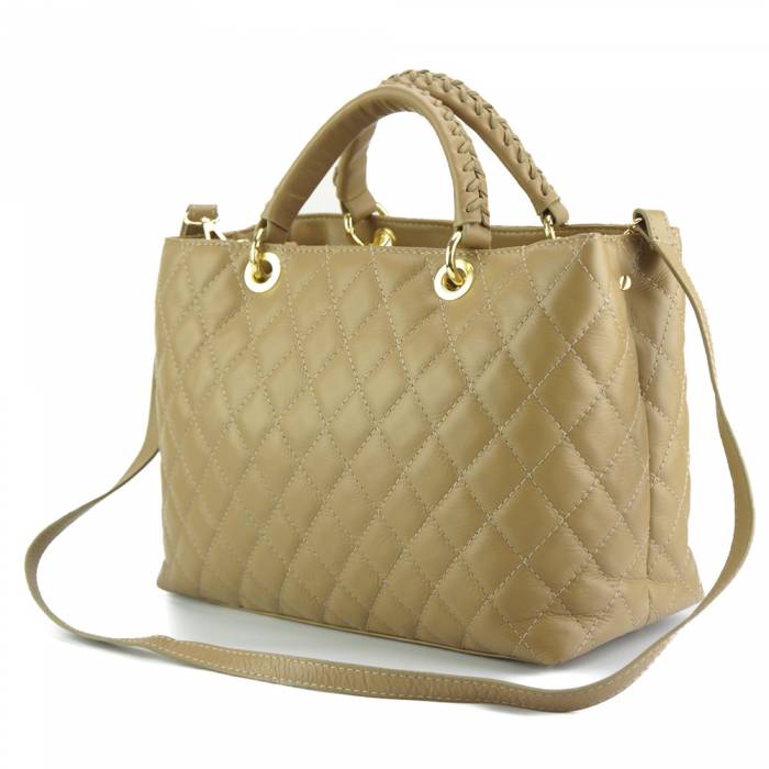 Severa Italian Genuine Leather Quilted Handbag