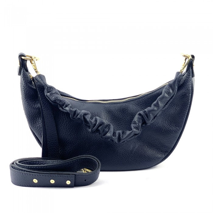 A blue Tara Small Hobo leather handbag with a single handle and adjustable shoulder strap.