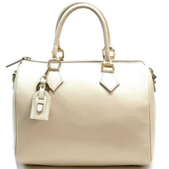 A pink Erminia GM cow leather handbag with visible texture, two handles, and metallic hardware.
