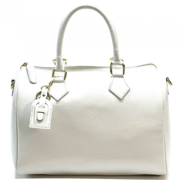 A Erminia GM cow leather handbag with visible texture, two handles, and metallic hardware.