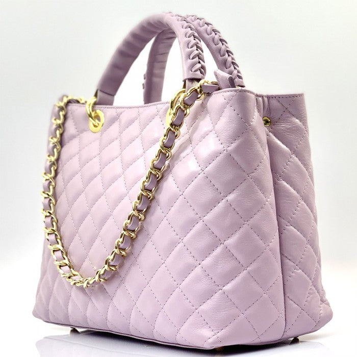 Sac à main matelassé en cuir véritable italien Letizia 