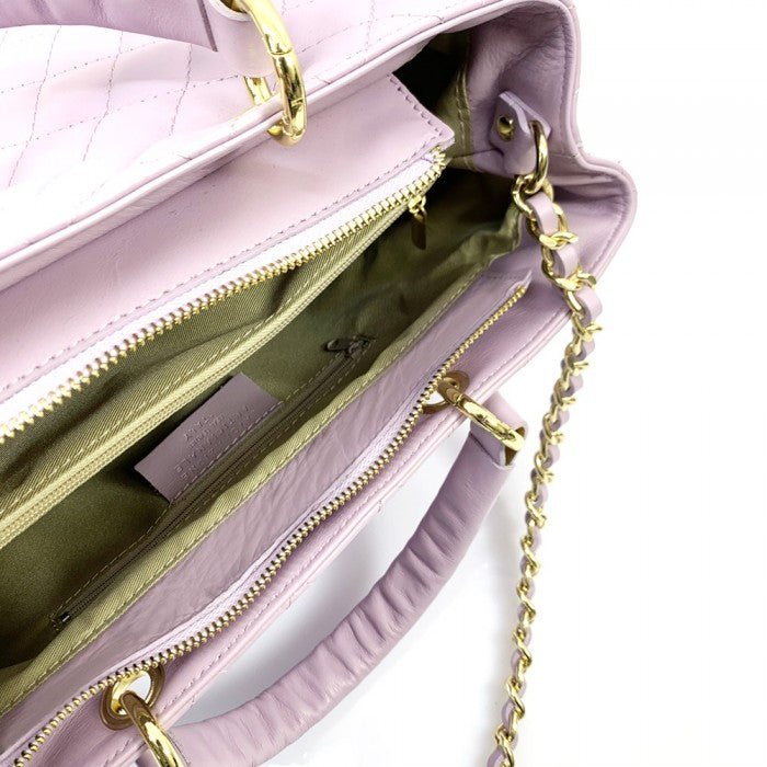 Sac à main matelassé en cuir véritable italien Letizia 