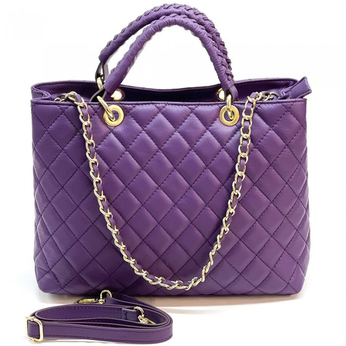 Sac à main matelassé en cuir véritable italien Letizia 