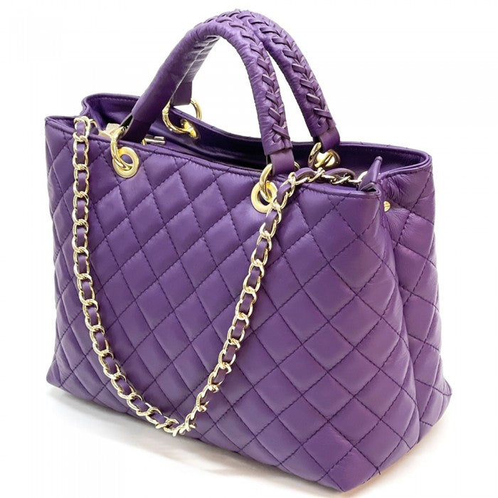 Sac à main matelassé en cuir véritable italien Letizia 
