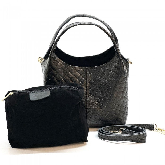A quilted Italian leather hobo bag with a metallic gold finish and a soft, textured surface. It features two handles and a detachable shoulder strap.