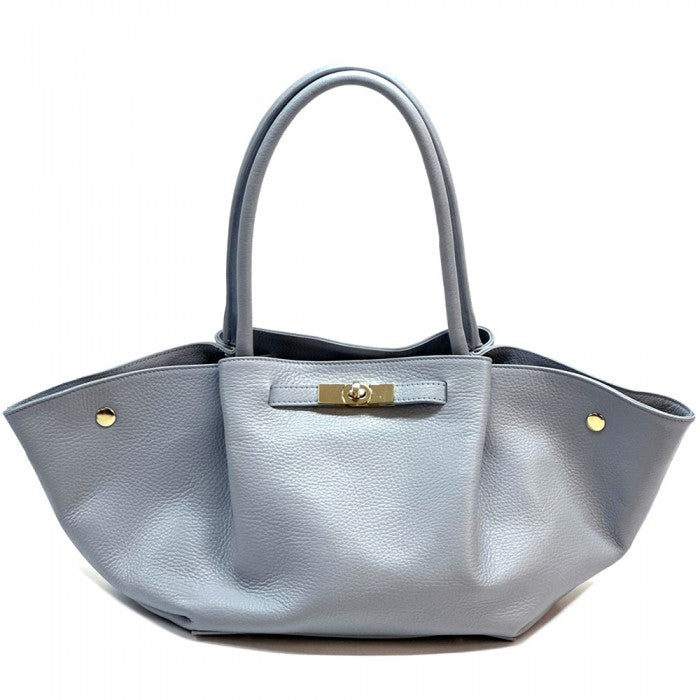 A brown Vivara Italian leather tote bag with dual handles and a gold-tone twist-lock closure.