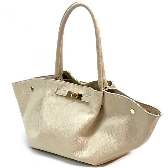 A Vivara Italian leather tote bag with dual handles and a gold-tone twist-lock closure.