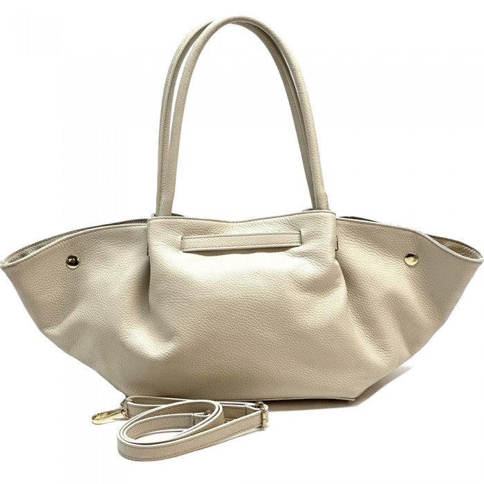 A Vivara Italian leather tote bag with dual handles and a gold-tone twist-lock closure.