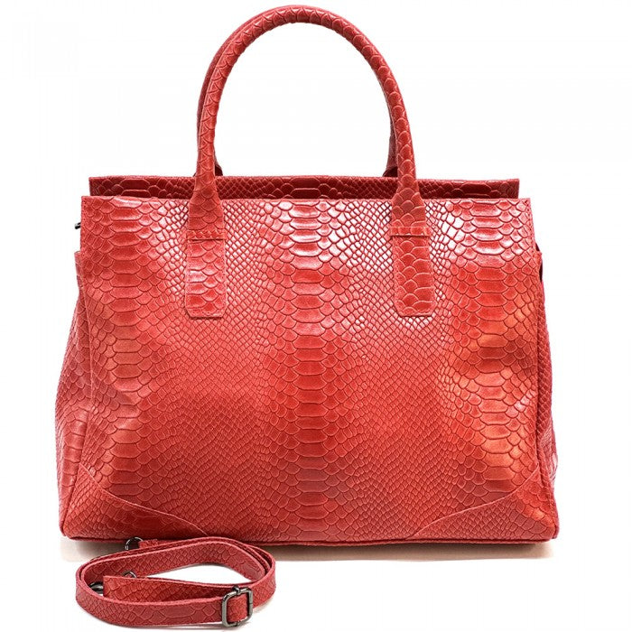Angela Genuine Leather Bag with Python Print