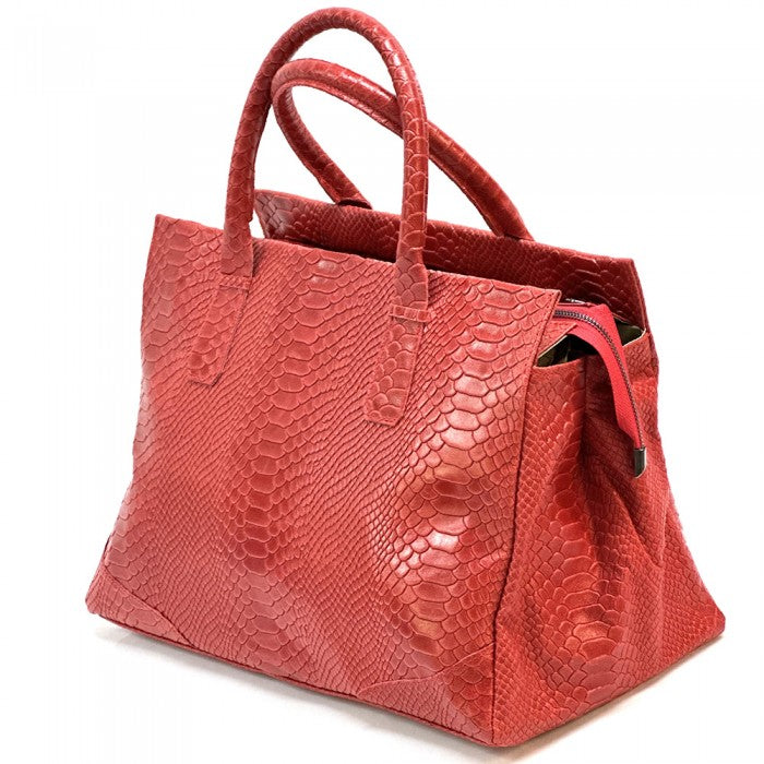 Angela Genuine Leather Bag with Python Print