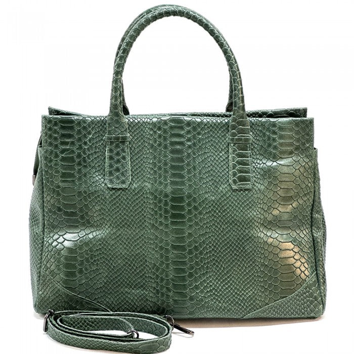 Angela Genuine Leather Bag with Python Print