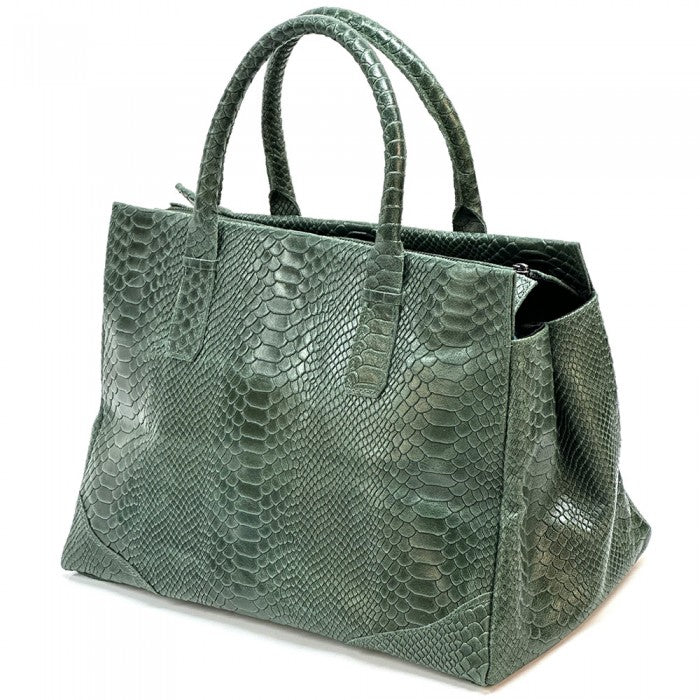 Angela Genuine Leather Bag with Python Print