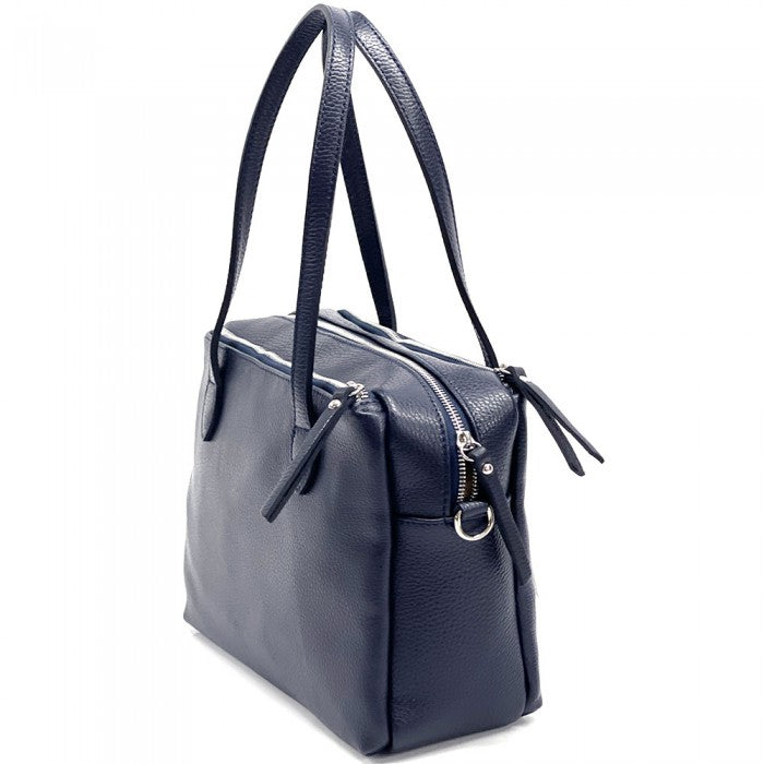 A Annabella Leather Handbag with double handles and a removable shoulder strap, displayed against a white background.