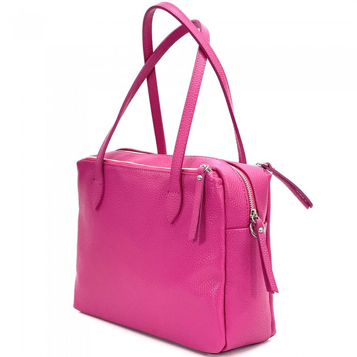 A Annabella Leather Handbag with double handles and a removable shoulder strap, displayed against a white background.