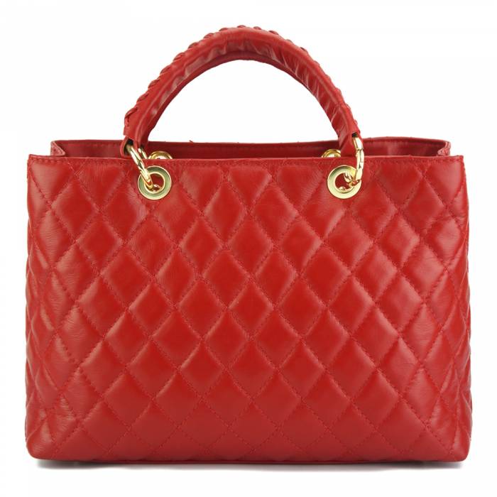 Sac à main matelassé en cuir véritable italien Letizia 